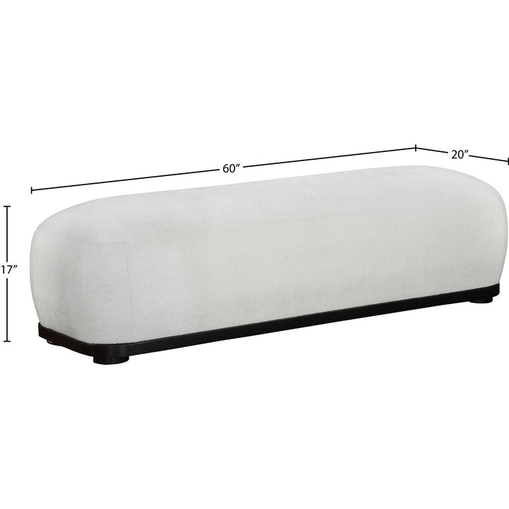 Calum Chenille Fabric Upholstered Bench — Cream / Black