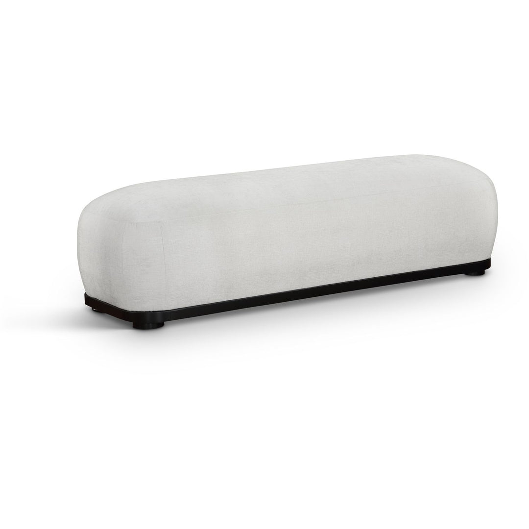 Calum Chenille Fabric Upholstered Bench — Cream / Black
