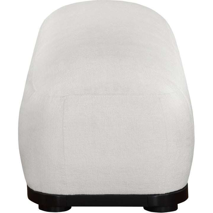 Calum Chenille Fabric Upholstered Bench — Cream / Black