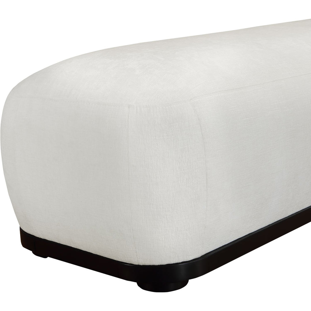 Calum Chenille Fabric Upholstered Bench — Cream / Black