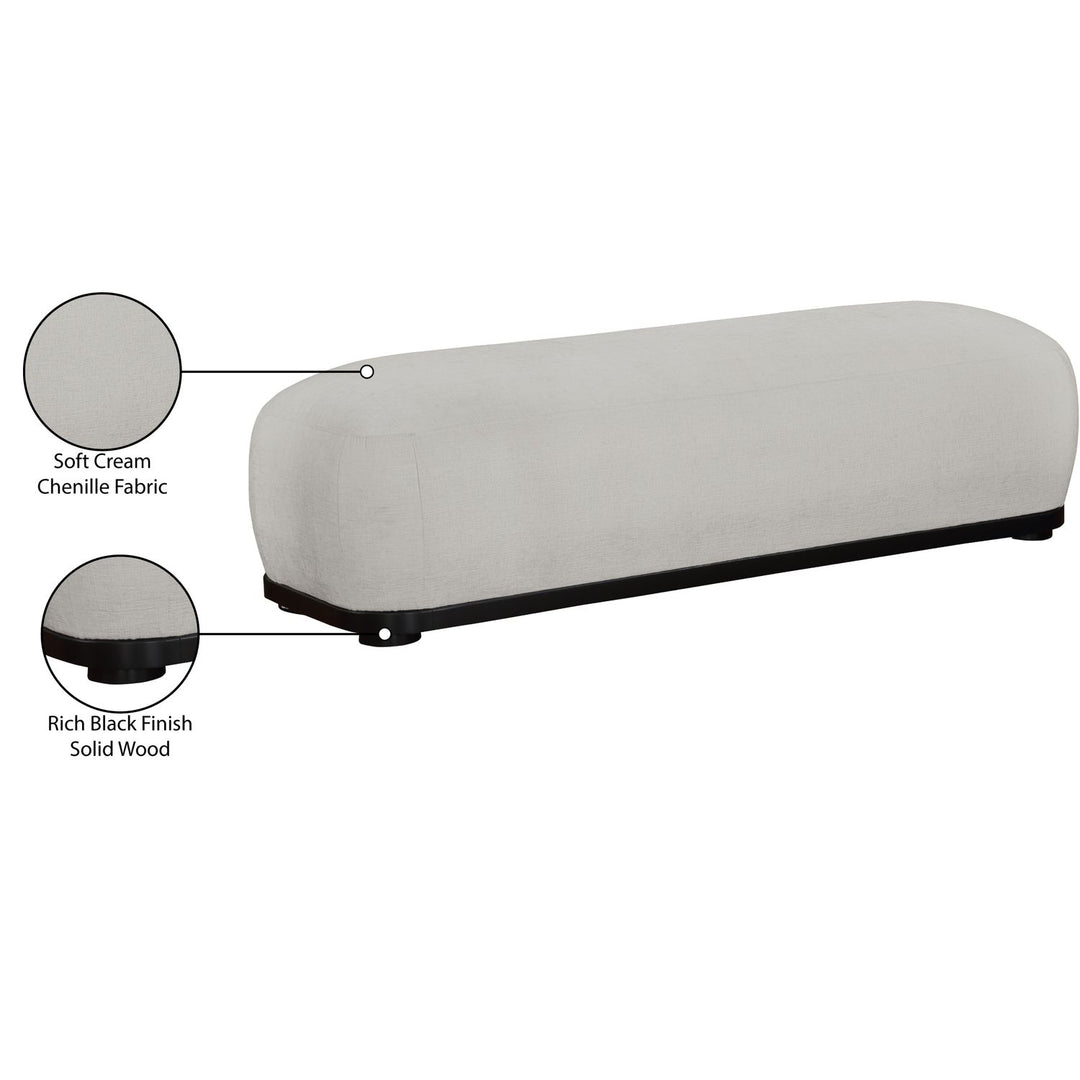 Calum Chenille Fabric Upholstered Bench — Grey / Black