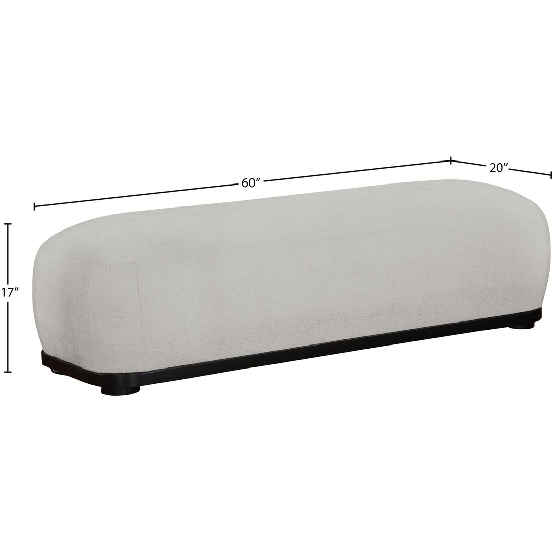 Calum Chenille Fabric Upholstered Bench — Grey / Black