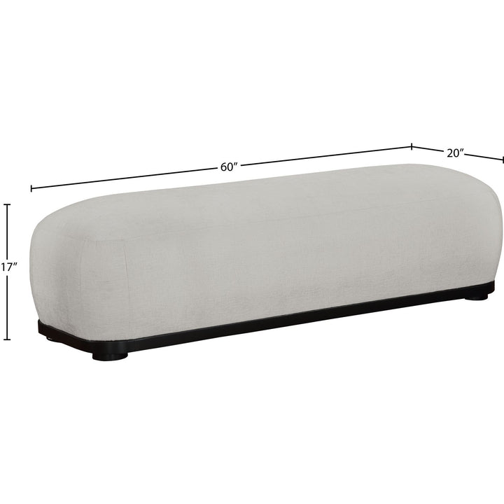 Calum Chenille Fabric Upholstered Bench — Grey / Black