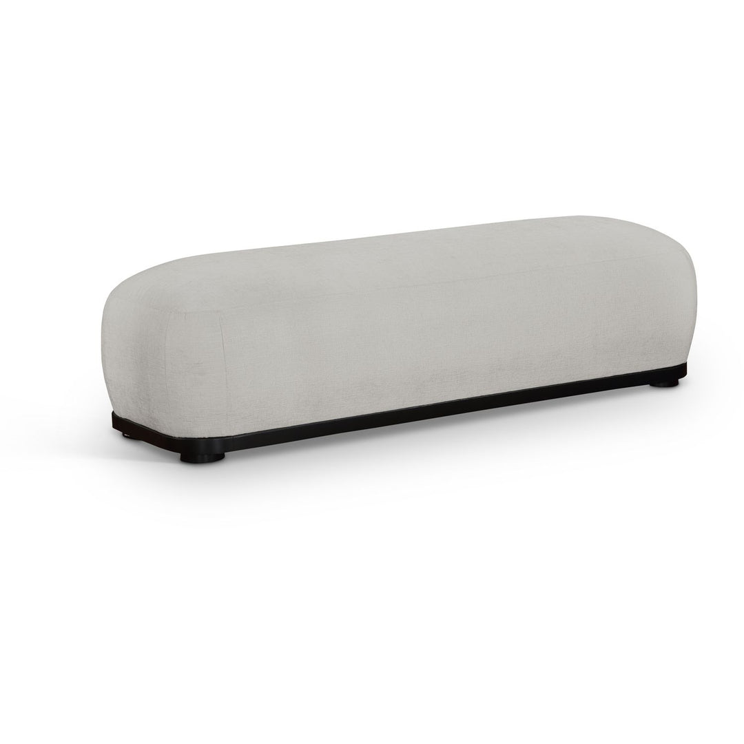 Calum Chenille Fabric Upholstered Bench — Grey / Black