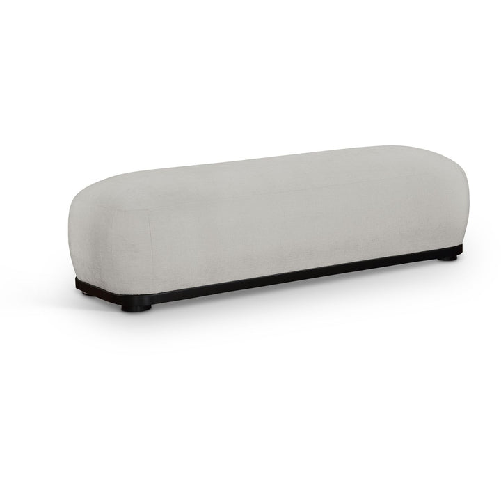 Calum Chenille Fabric Upholstered Bench — Grey / Black