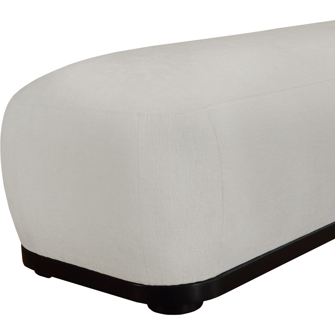 Calum Chenille Fabric Upholstered Bench — Grey / Black
