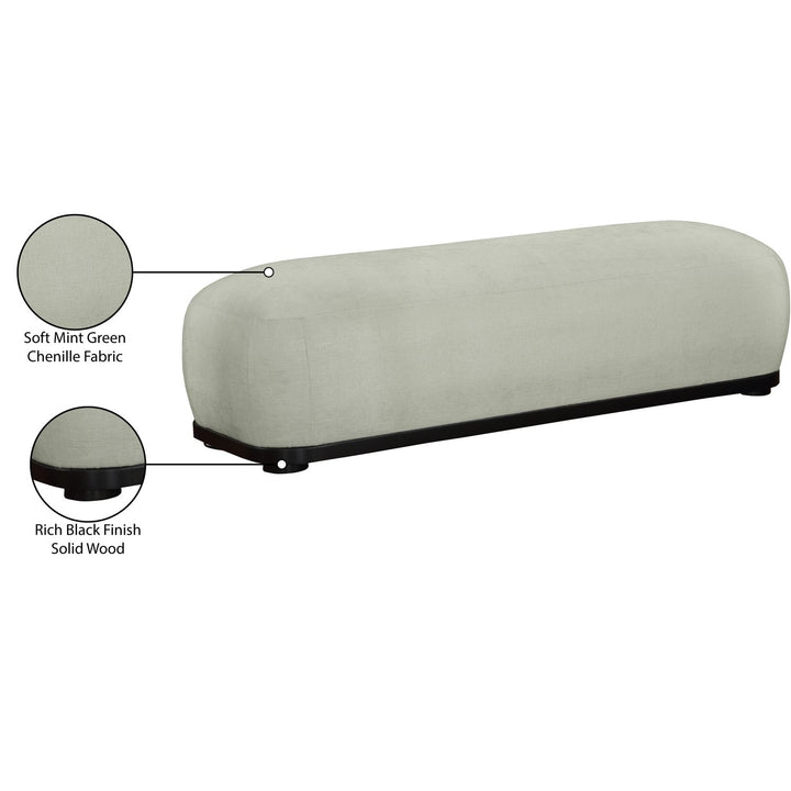 Calum Chenille Fabric Upholstered Bench — Mint / Black