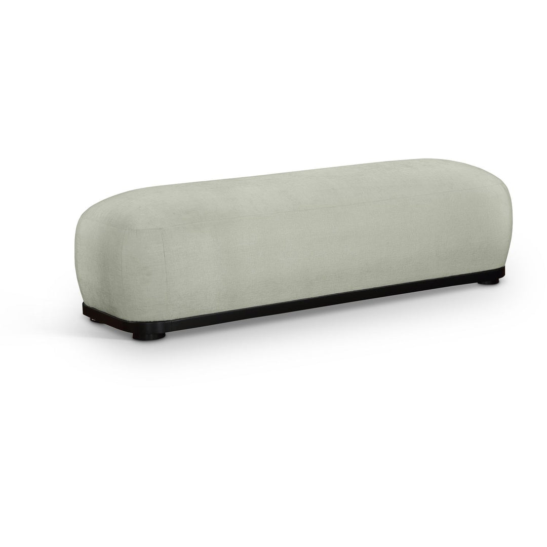 Calum Chenille Fabric Upholstered Bench — Mint / Black