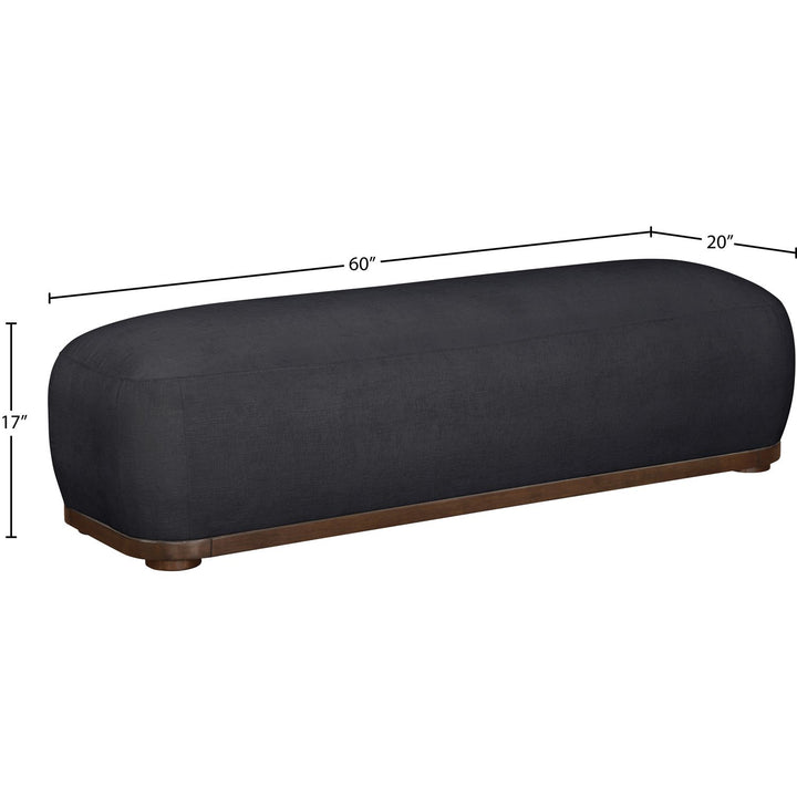 Calum Chenille Fabric Upholstered Bench — Black / Walnut