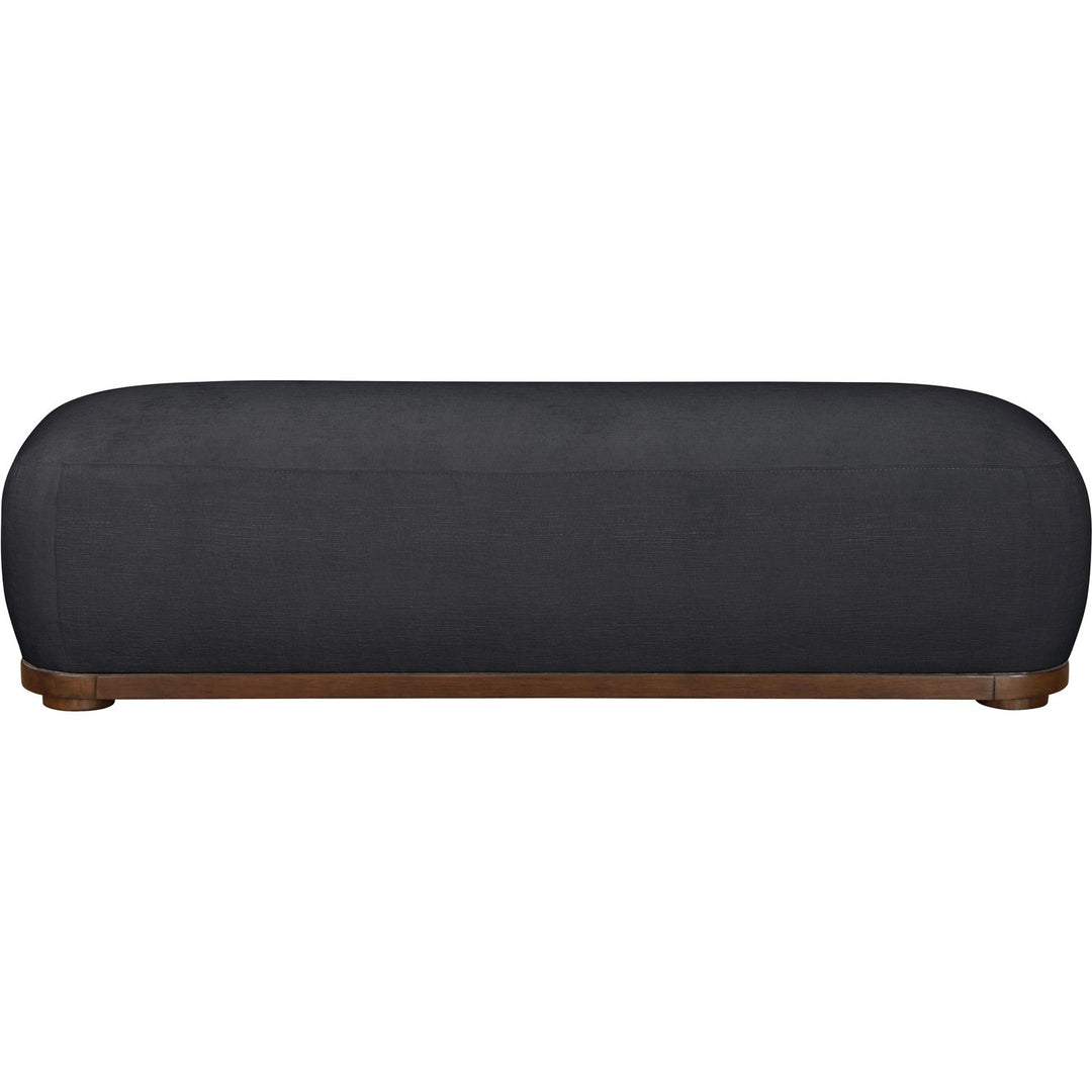 Calum Chenille Fabric Upholstered Bench — Black / Walnut