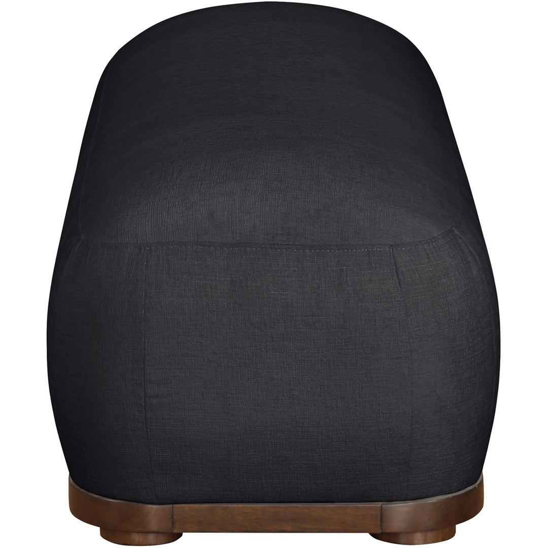 Calum Chenille Fabric Upholstered Bench — Black / Walnut