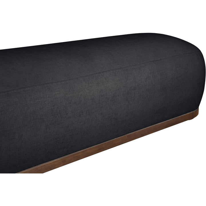 Calum Chenille Fabric Upholstered Bench — Black / Walnut