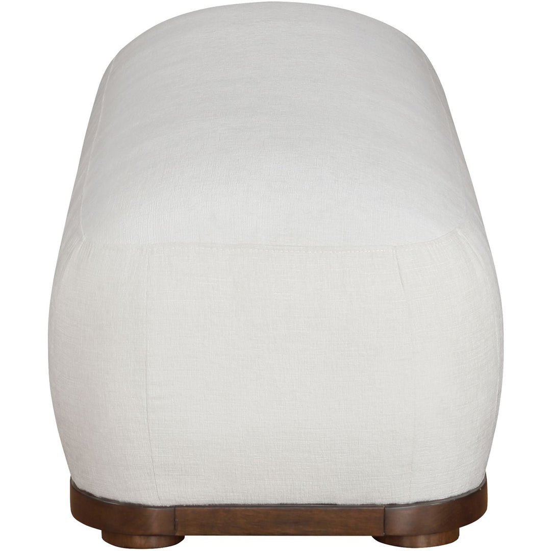 Calum Chenille Fabric Upholstered Bench — Cream / Walnut