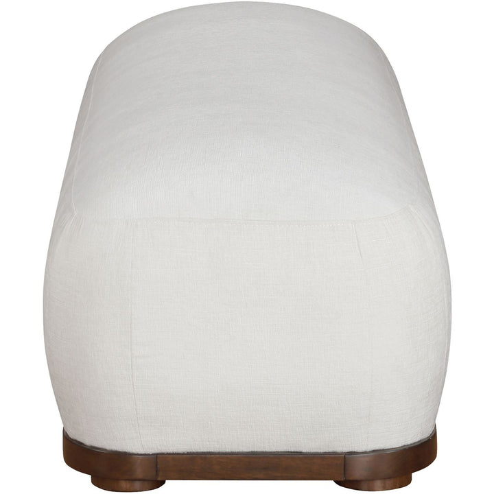 Calum Chenille Fabric Upholstered Bench — Cream / Walnut
