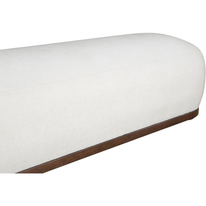 Calum Chenille Fabric Upholstered Bench — Cream / Walnut