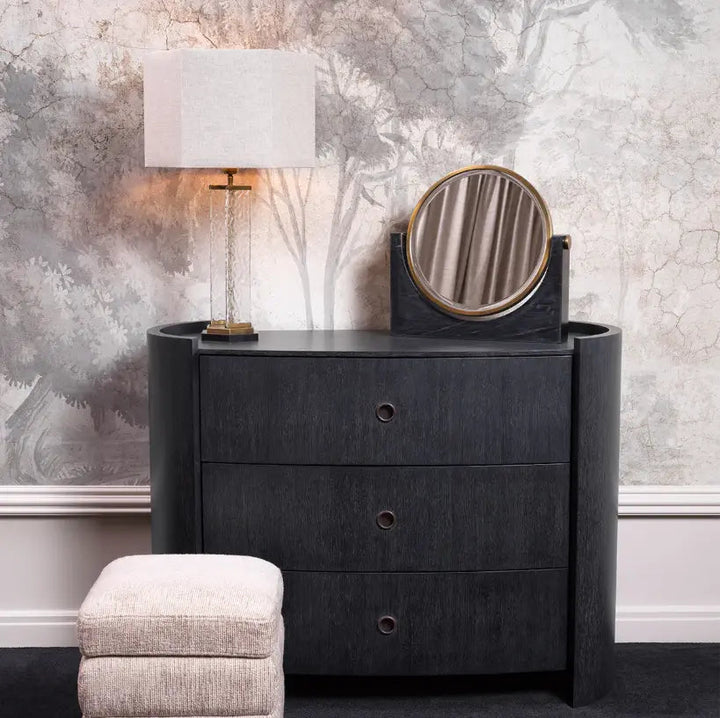 Drawer Dresser Splendora Charcoal Grey Oak Veneer Bronze Finish - image 2