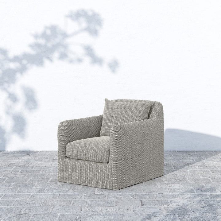 Dylan Outdoor Slipcover Swivel Chair - Faye Ash