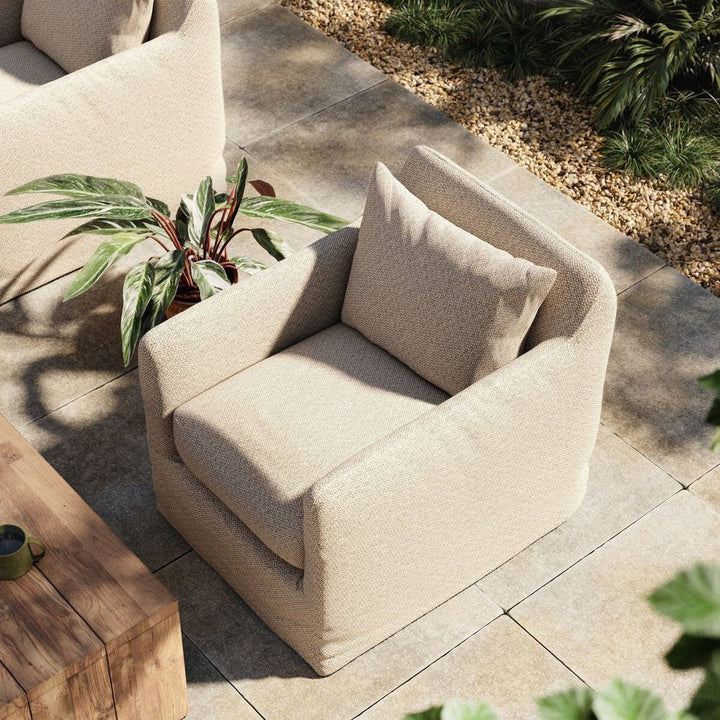Outdoor Lounge Chairs Marlin Outdoor Slipcover Swivel Chair - Venao Grey