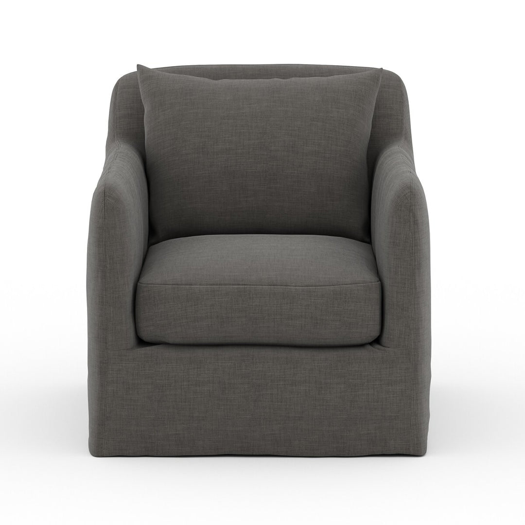 Marlin Outdoor Slipcover Swivel Chair - Charcoal