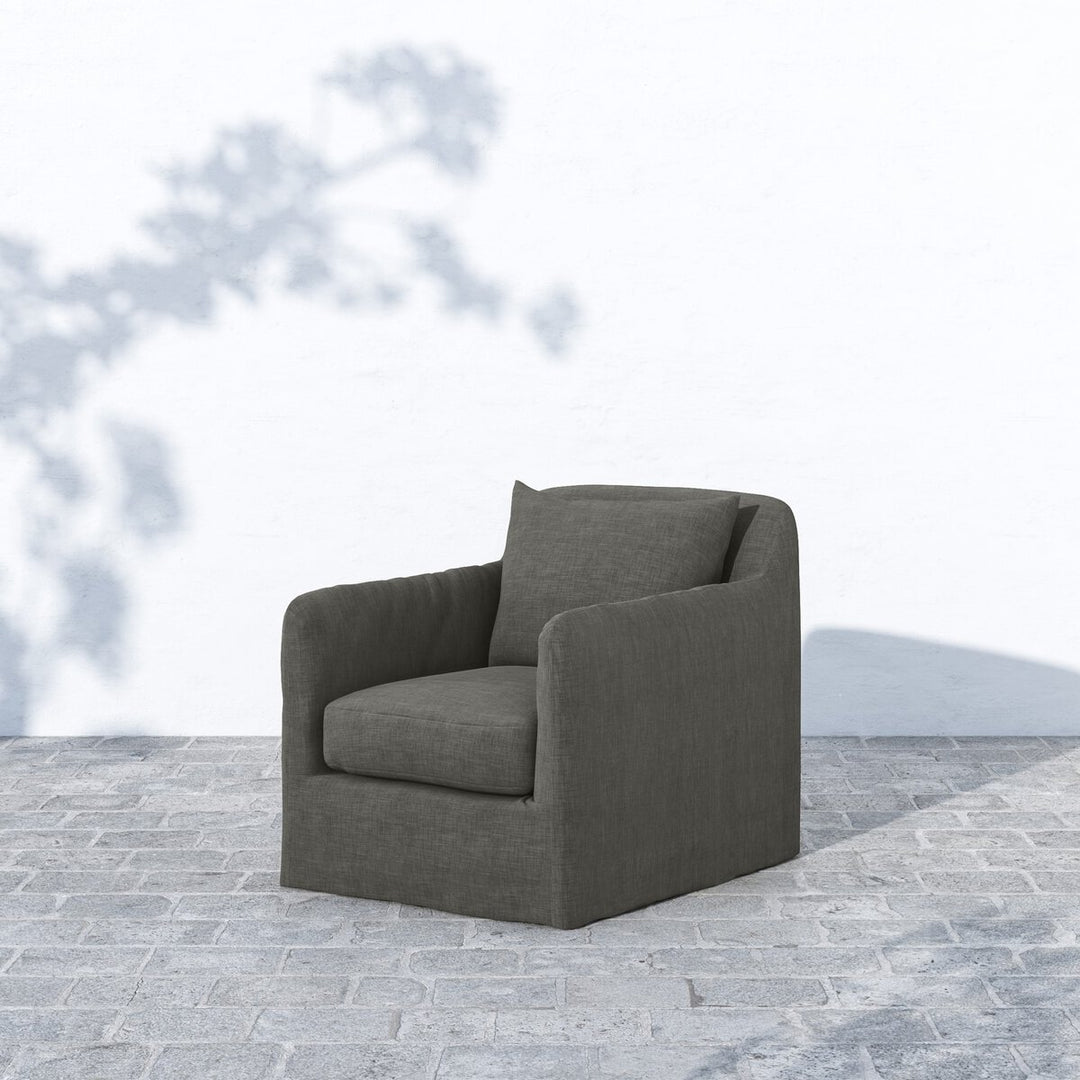 Marlin Outdoor Slipcover Swivel Chair - Charcoal