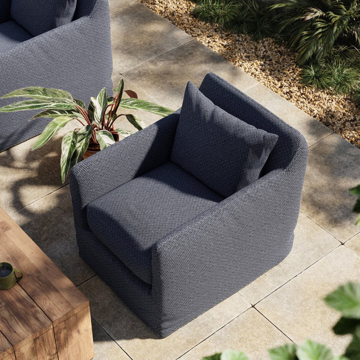 Marlin Outdoor Slipcover Swivel Chair - Faye Navy