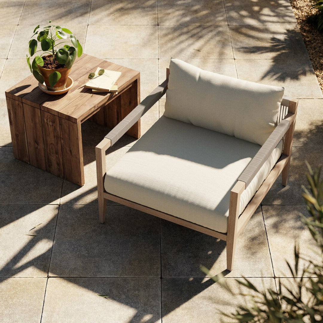 Pinewood Outdoor Chair, Washed Brown - Natural Ivory