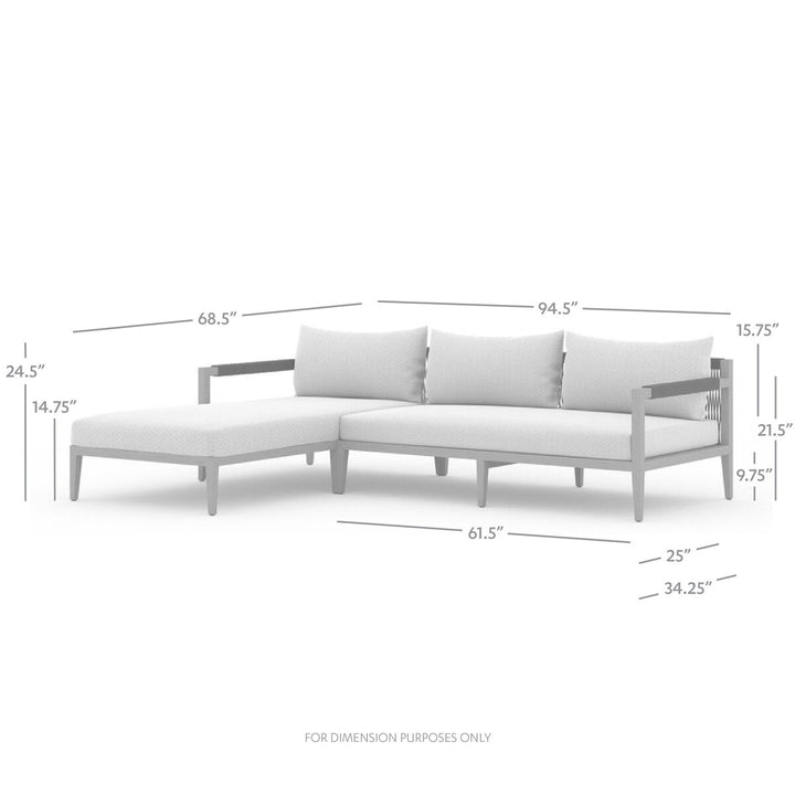 Pinewood Outdoor 2-Piece Sectional, Weathered Grey - Left Chaise - Faye Sand