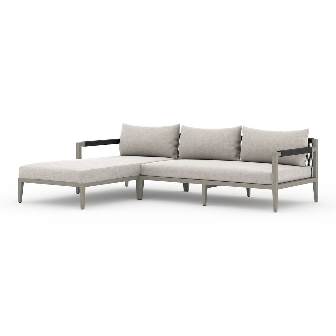 Pinewood Outdoor 2-Piece Sectional, Weathered Grey - Left Chaise - Stone Grey