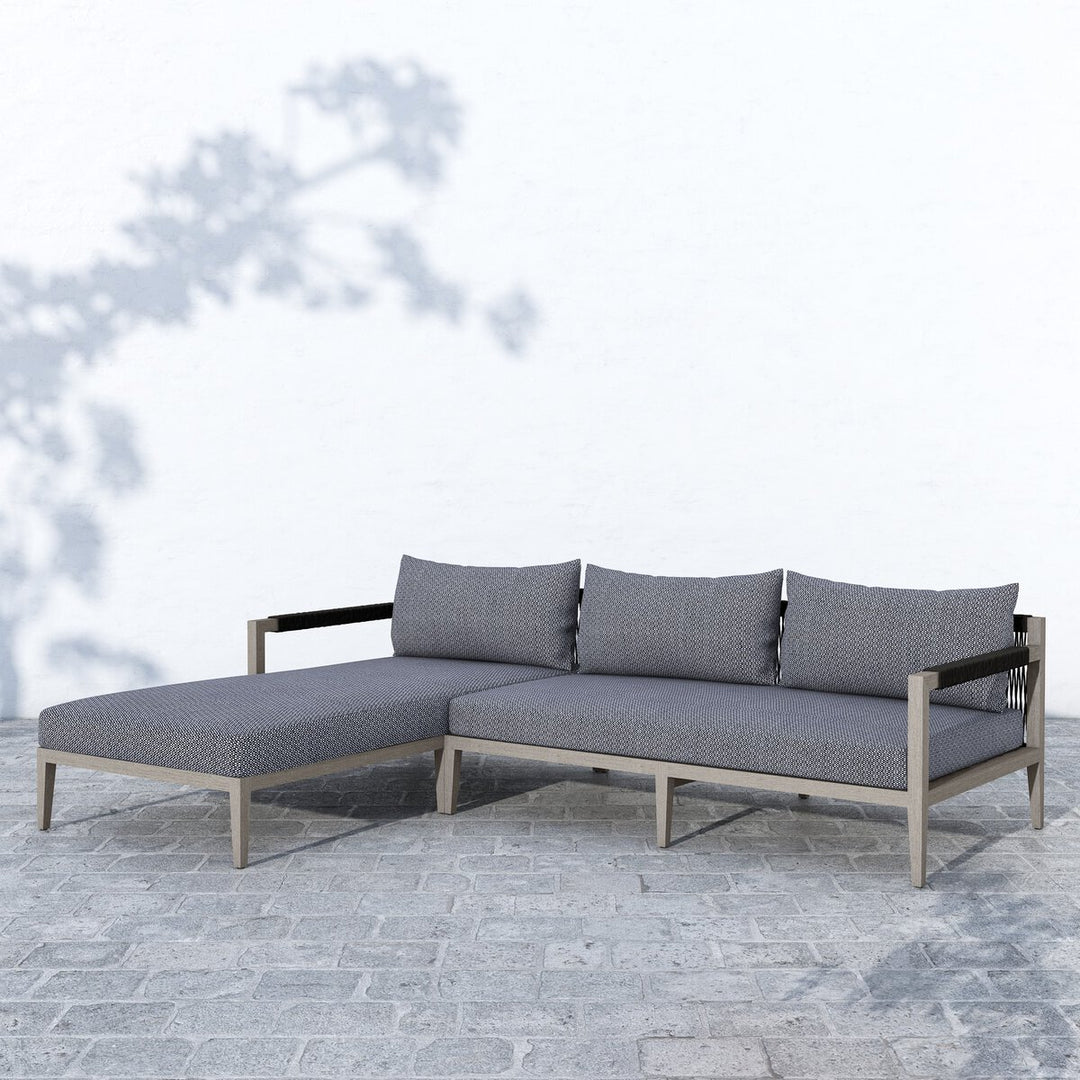 Pinewood Outdoor 2-Piece Sectional, Weathered Grey - Left Chaise - Stone Grey