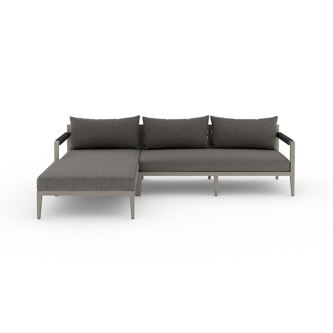 Pinewood Outdoor 2-Piece Sectional, Weathered Grey - Left Chaise - Charcoal