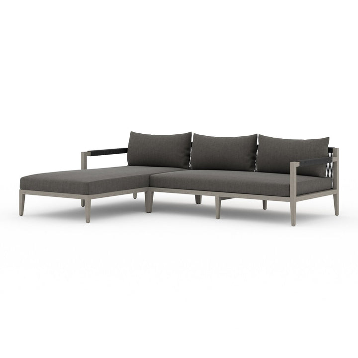 Pinewood Outdoor 2-Piece Sectional, Weathered Grey - Left Chaise - Charcoal