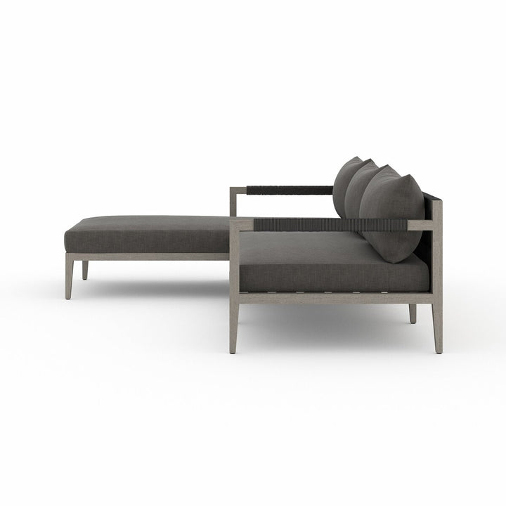 Pinewood Outdoor 2-Piece Sectional, Weathered Grey - Left Chaise - Charcoal