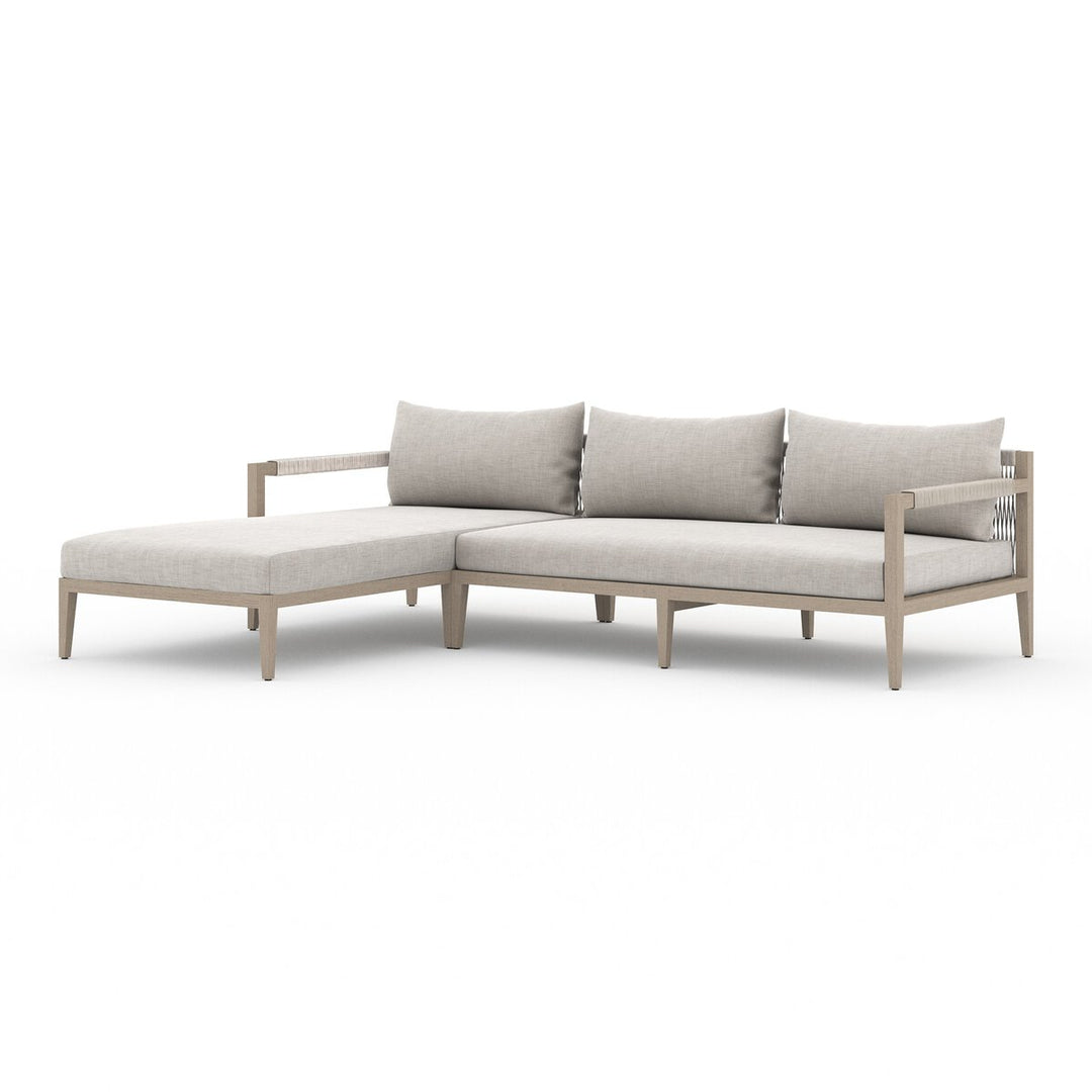 Pinewood Outdoor 2-Piece Sectional, Washed Brown - Left Chaise - Stone Grey