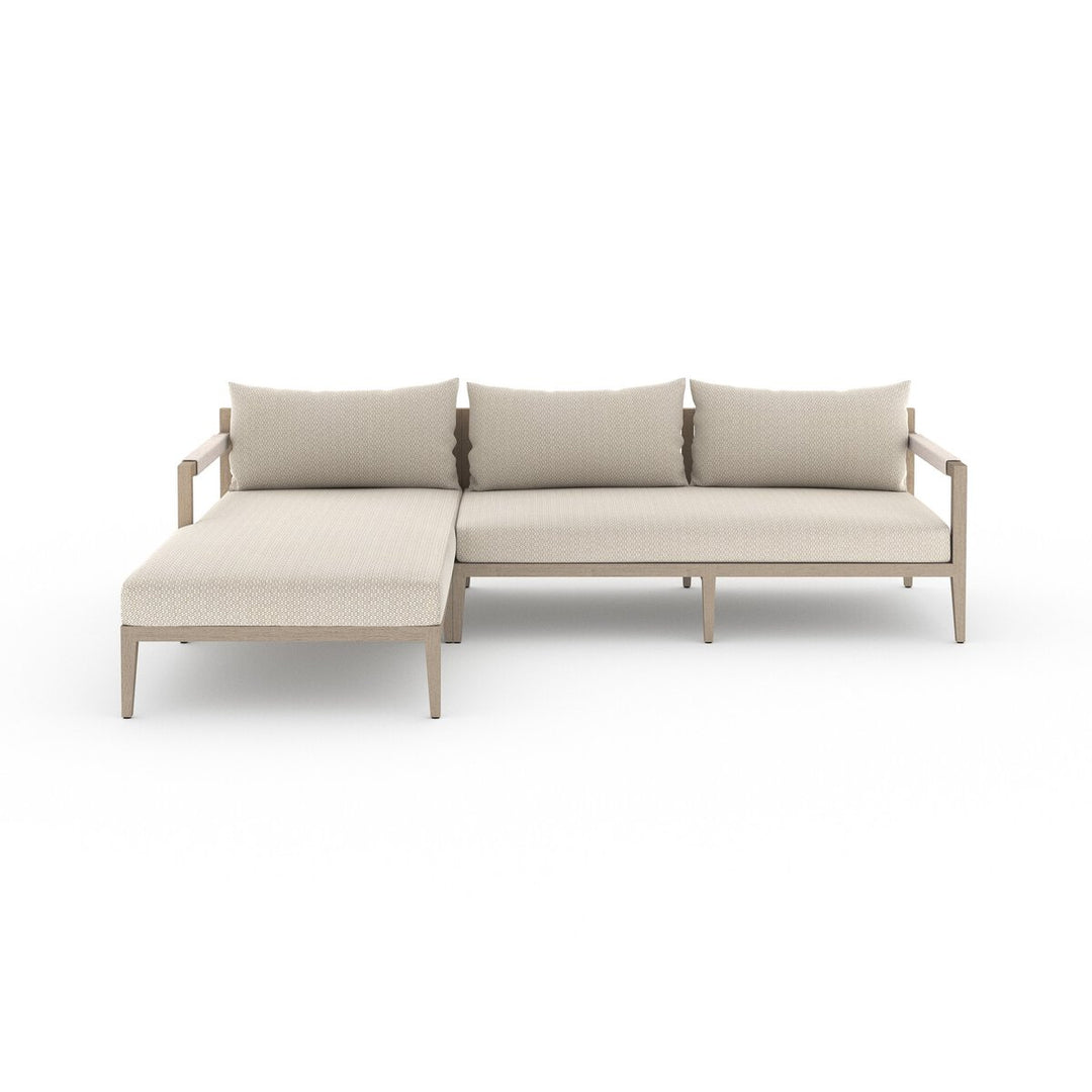 Pinewood Outdoor 2-Piece Sectional, Washed Brown - Left Chaise - Faye Sand