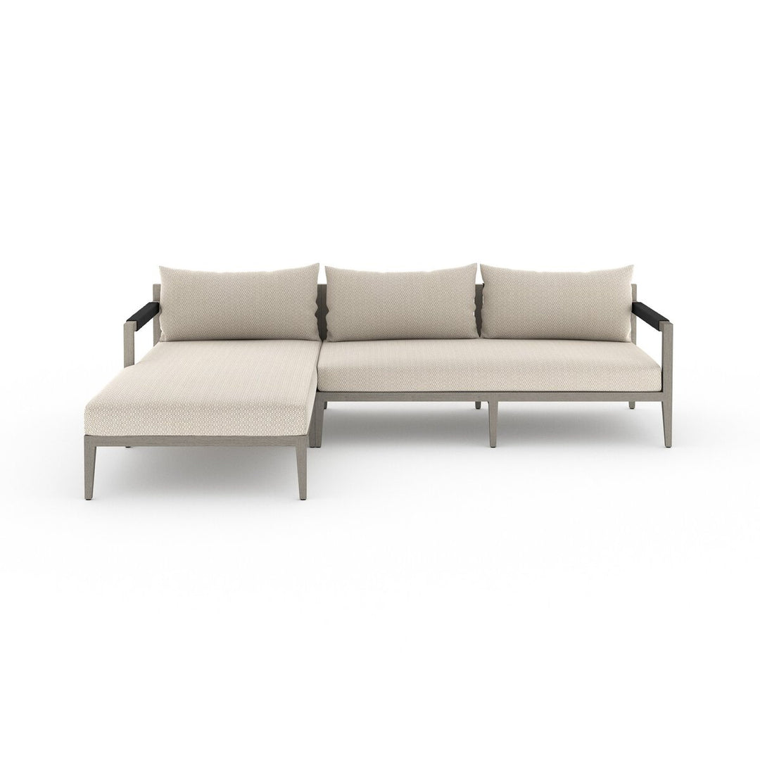 Pinewood Outdoor 2-Piece Sectional, Weathered Grey - Left Chaise - Faye Sand