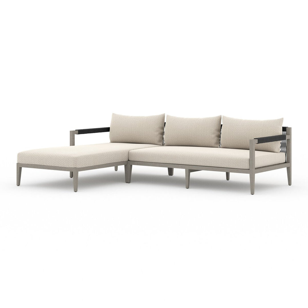 Pinewood Outdoor 2-Piece Sectional, Weathered Grey - Left Chaise - Faye Sand