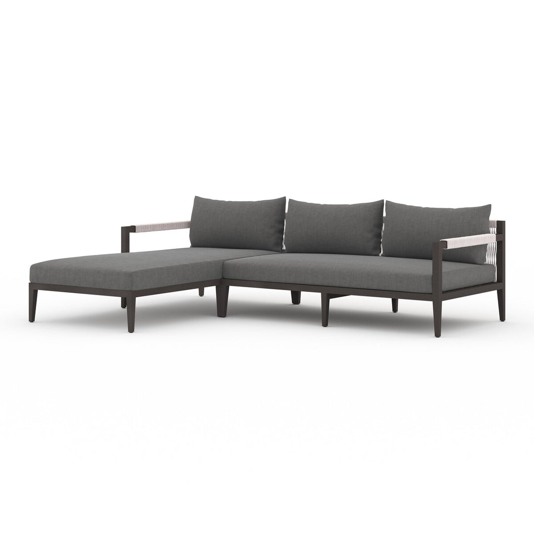 Pinewood Outdoor 2-Piece Sectional, Bronze - Left Chaise - Charcoal