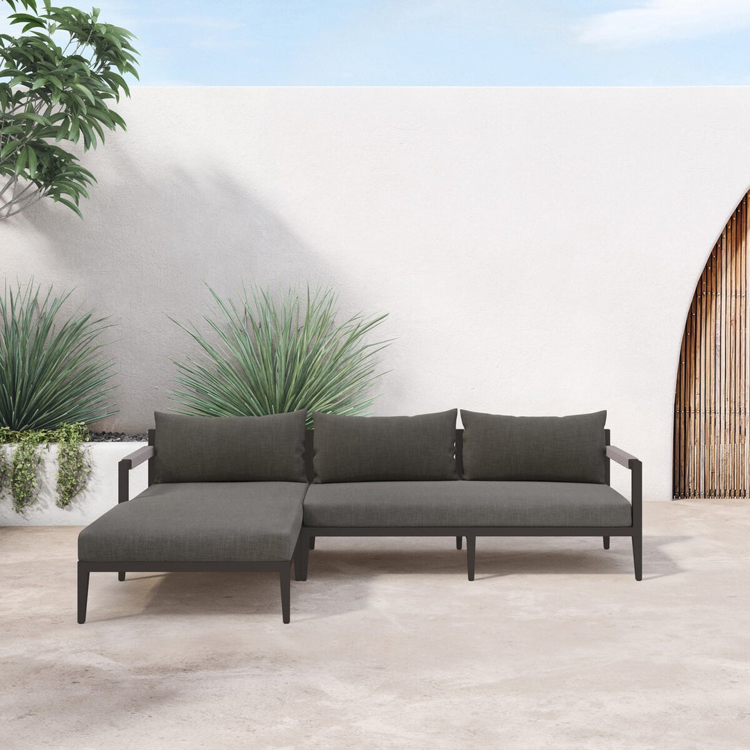 Pinewood Outdoor 2-Piece Sectional, Bronze - Left Chaise - Charcoal