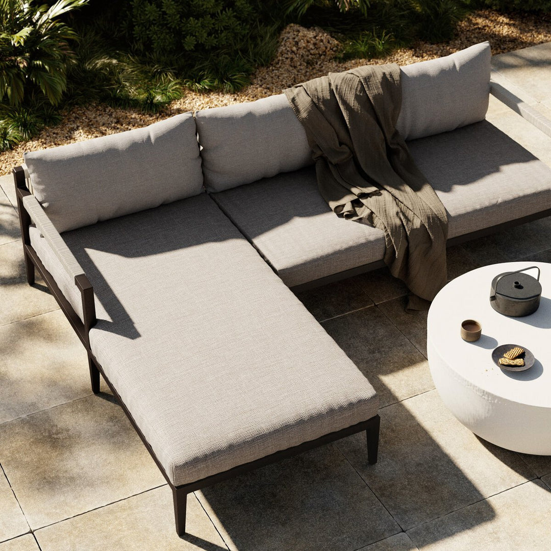 Pinewood Outdoor 2-Piece Sectional, Bronze - Left Chaise - Stone Grey