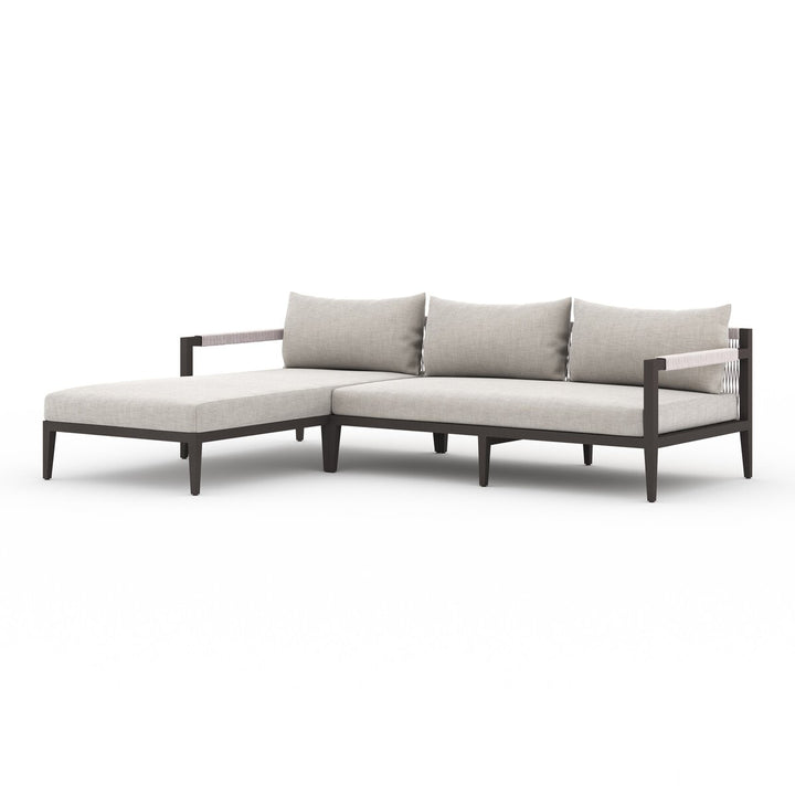 Pinewood Outdoor 2-Piece Sectional, Bronze - Left Chaise - Stone Grey