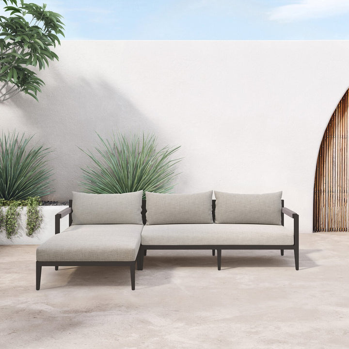 Pinewood Outdoor 2-Piece Sectional, Bronze - Left Chaise - Stone Grey