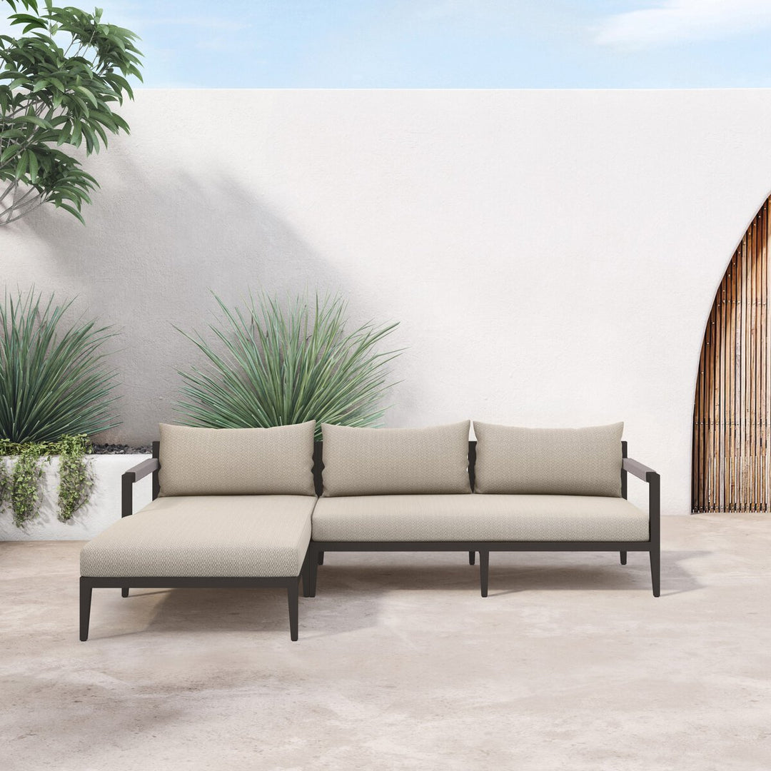 Pinewood Outdoor 2-Piece Sectional, Bronze - Left Chaise - Faye Sand