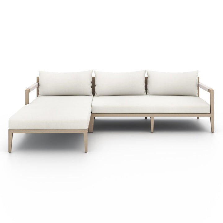 Pinewood Outdoor 2-Piece Sectional, Washed Brown - Left Chaise - Natural Ivory