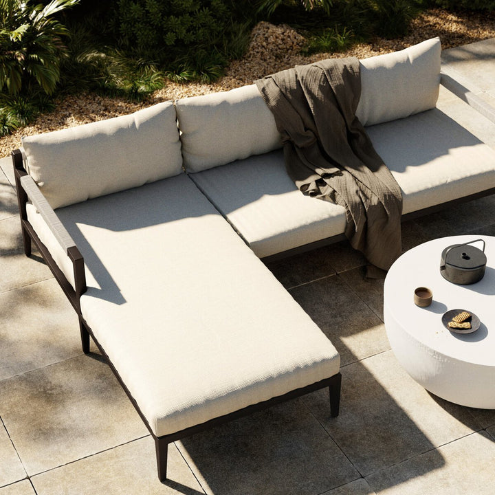 Pinewood Outdoor 2-Piece Sectional, Bronze - Left Chaise - Natural Ivory