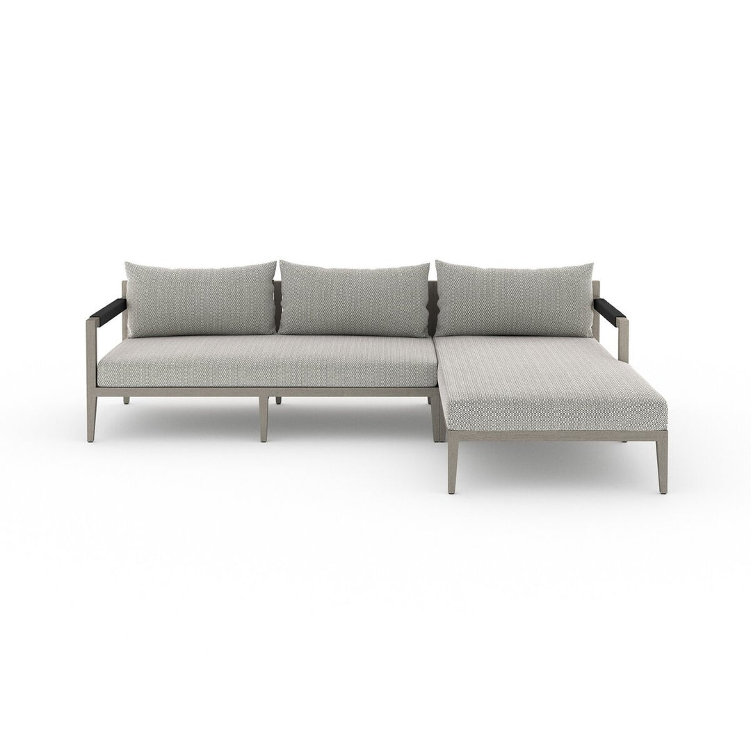 Pinewood Outdoor 2-Piece Sectional, Weathered Grey - Right Chaise - Faye Ash