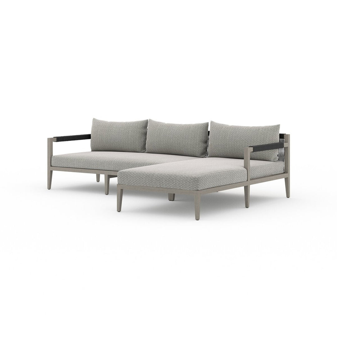 Pinewood Outdoor 2-Piece Sectional, Weathered Grey - Right Chaise - Faye Ash