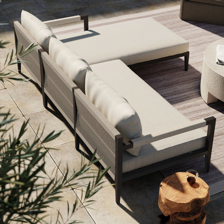 Pinewood Outdoor 2-Piece Sectional, Bronze - Right Chaise - Natural Ivory