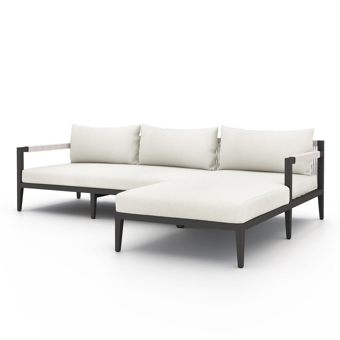 Pinewood Outdoor 2-Piece Sectional, Bronze - Right Chaise - Natural Ivory