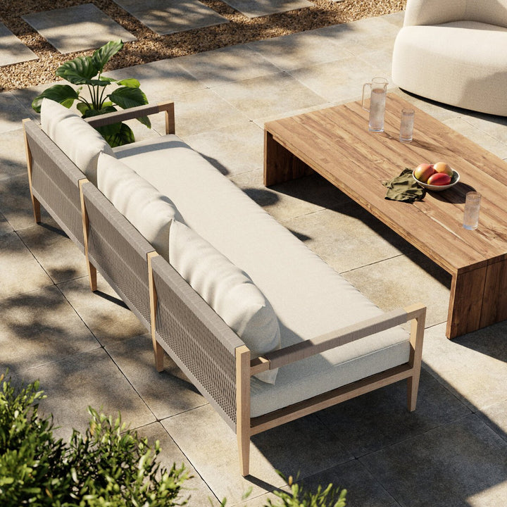 Pinewood Outdoor Sofa, Washed Brown - 93" - Natural Ivory