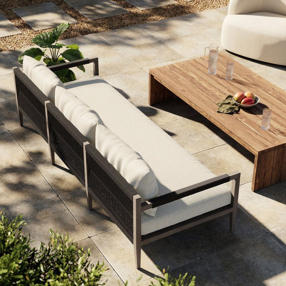Outdoor Sofas & Sectionals Sheffield Outdoor Sofa, Weathered Grey - 93" - Venao Ivory